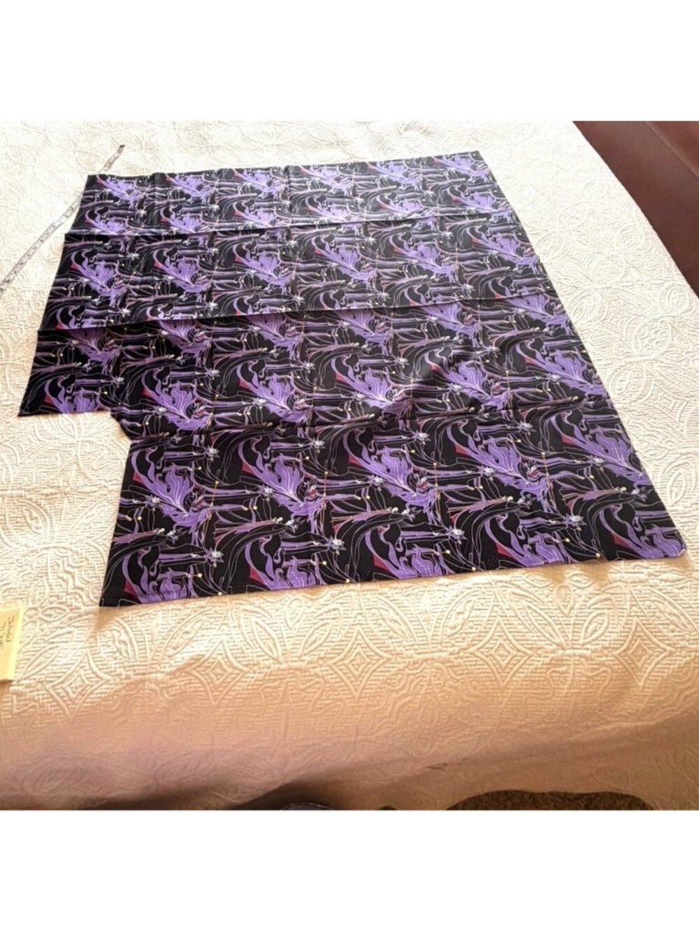 Disney Maleficent Cotton Fabric Craft Black Purple Flame 38.5x36 Cutout Villain